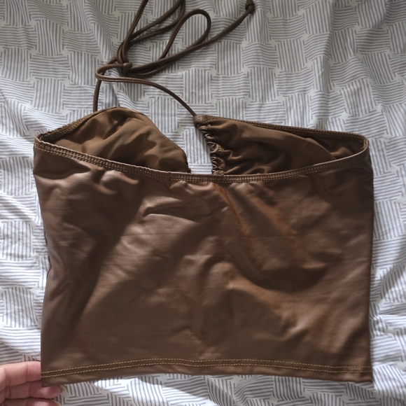 Brown Ruched Halter Top - Picture 3 of 4